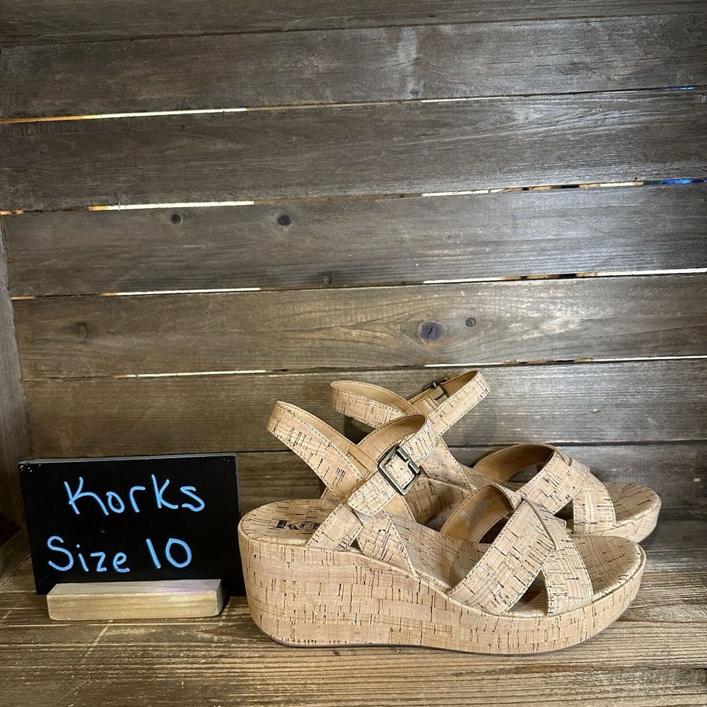 New Womens Kork-Ease Korks Denica Wedge Platform Heeled Sandals‎ 10 M
